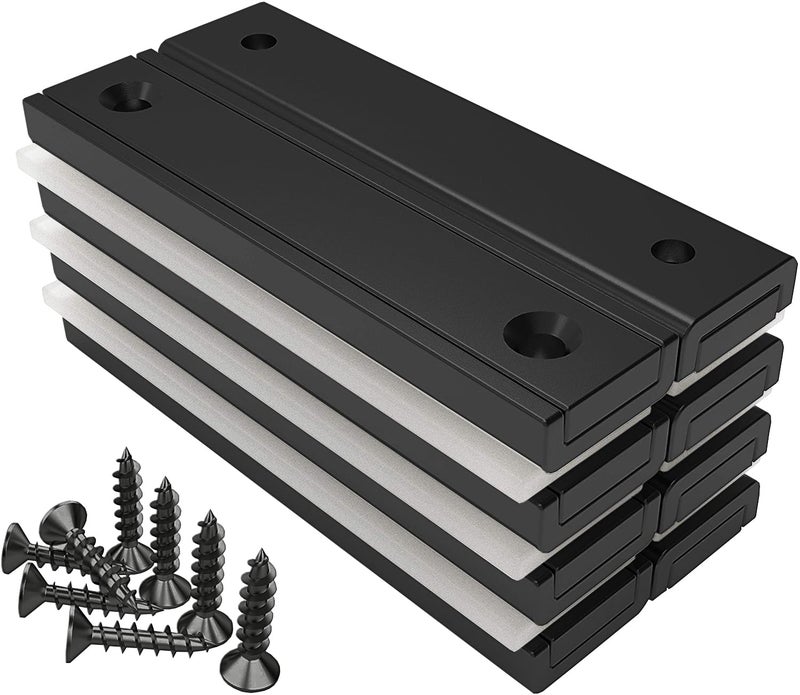 Magnetpro Rectangular Magnets 80 LBS Force Size 2.36" x 0.53" x 0.20" Black Epoxy Coating Rust Resistance, Suitable for Outdoor Area, Household and Industrial Pot Magnet with Screws Pack of 8 - Image 1